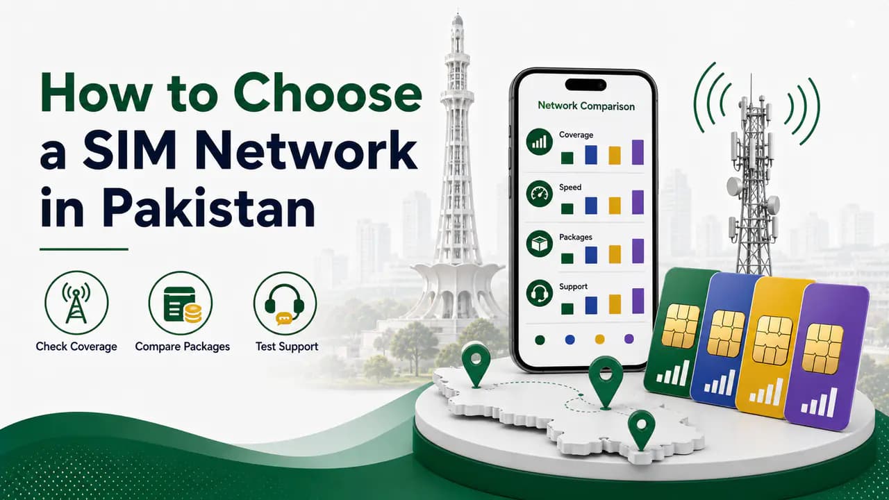 Person comparing mobile network signal strength on a smartphone in Pakistan