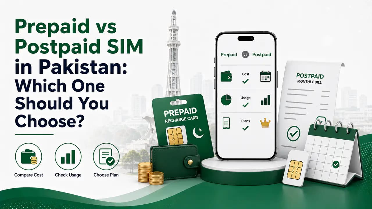 Comparison of prepaid and postpaid mobile SIM billing options in Pakistan