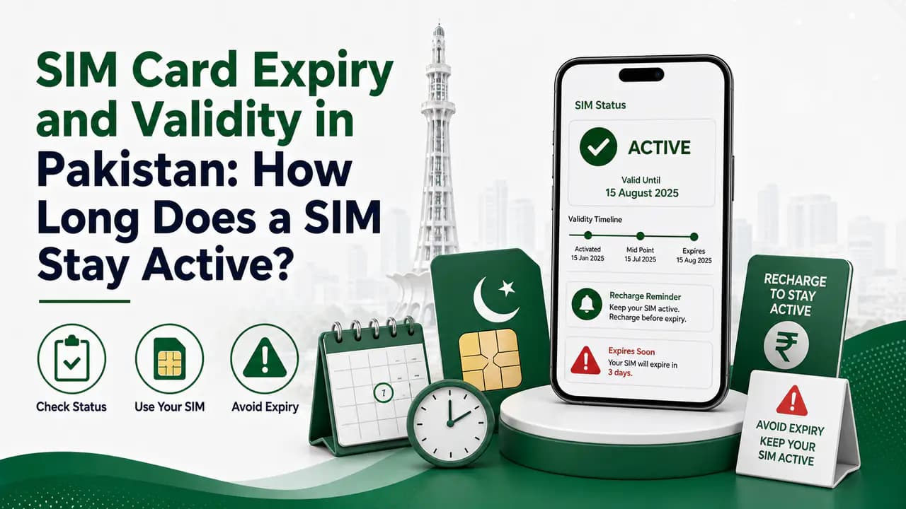 Mobile SIM card representing connection validity and expiry rules for Pakistani networks